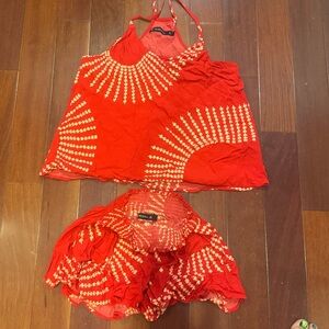 Maxima Red and White Strappy Top